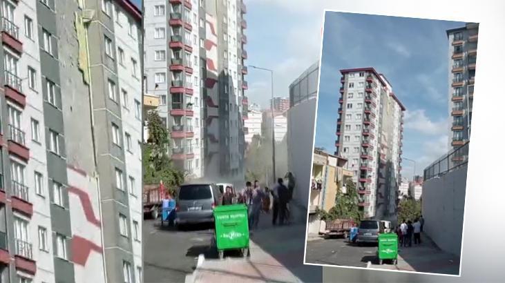 İstanbul’da korku dolu dakikalar: 15 katlı binanın dış cephesi çöktü