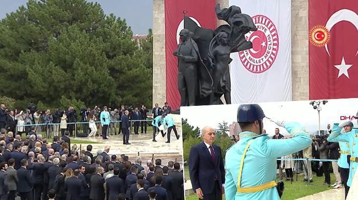 TBMM Başkanı Kurtulmuş Atatürk anıtına çelenk bıraktı