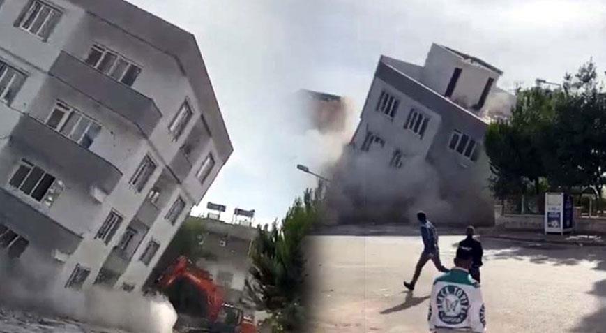 Gaziantep’te 5 katlı bina yıkım sırasında çöktü! Operatör ölümden döndü