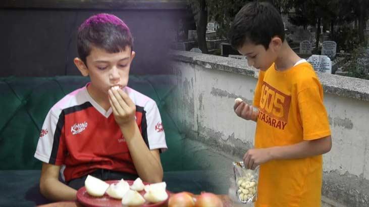 Eymen’in soğan ve sarımsak aşkı! Okula giderken bile yemeden duramıyor