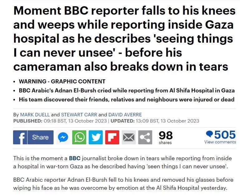 BBC muhabiri göz yaşlarına boğuldu: Gazze'deki hastaneyi görünce dizlerinin üstüne çöktü