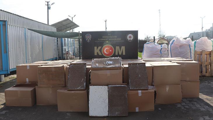 Düzce’de bir TIR’da 2 milyon adet dolu makaron ele geçirildi