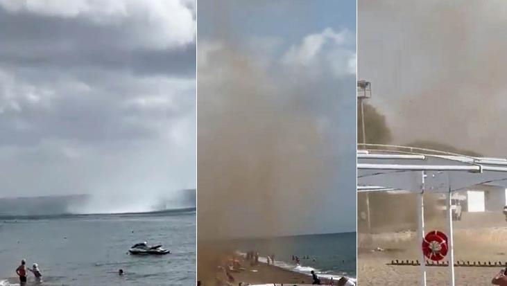 Antalya’da korku dolu anlar: Turistlerin ortasından hortum geçti