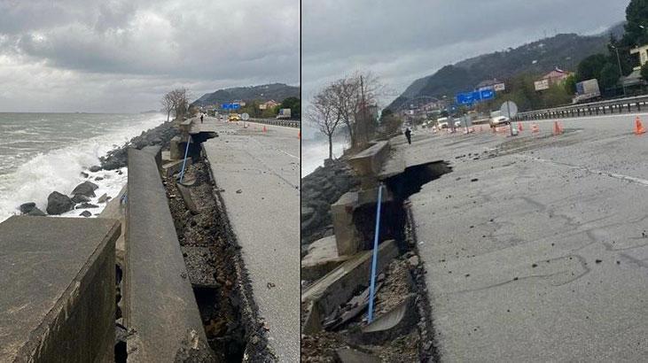 Karadeniz Sahil Yolu’nda fırtınanın verdiği hasar ortaya çıktı