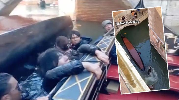 Turistlerin ‘selfie’ yarışı kötü bitti! Gondol alabora oldu, hızla suya düştüler