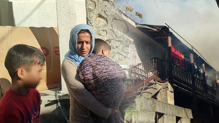 Yangında can pazarı! 5 çocuğuyla alevlerin arasından çıktı