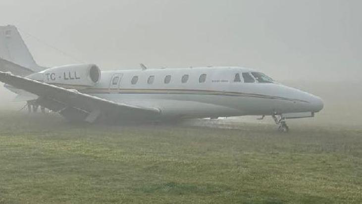 Diyarbakır Havalimanı’nda özel jet pistten çıktı