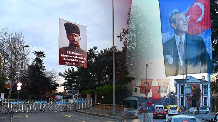 Suudi Arabistan Başkonsolosluğu’nun bulunduğu sokak Atatürk posterleri ile donatıldı