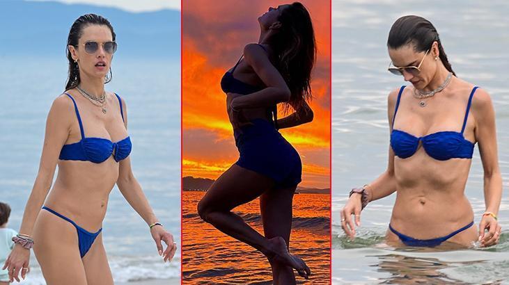 Yıllara meydan okuyor! Ünlü model plajda tenis oynadı