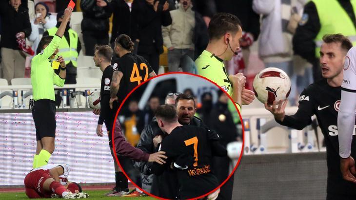 Kerem Aktürkoğlu çılgına döndü! Kırmızı kart gördü ve zorlukla soyunma odasında götürüldü