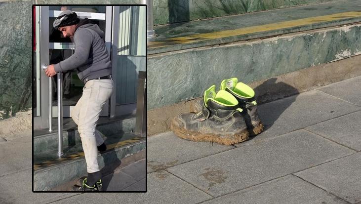 Çamurlu ayakkabılarını çıkardı, bankaya girdi! ‘Emekçi insanın halini anladığım için çıkardım’