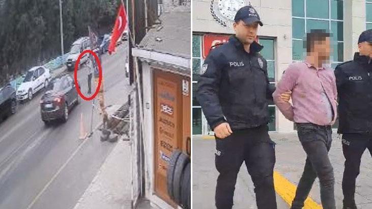 Yola çıktı, silahla araçları tehdit etti