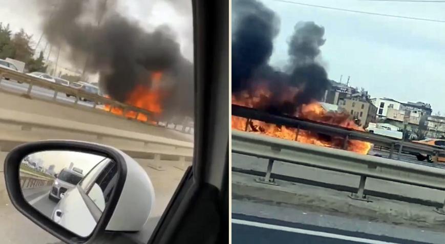 Seyir halindeki otomobil alev topuna döndü!