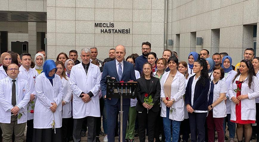 Numan Kurtulmuş’tan, Meclis Hastanesi çalışanlarına ziyaret