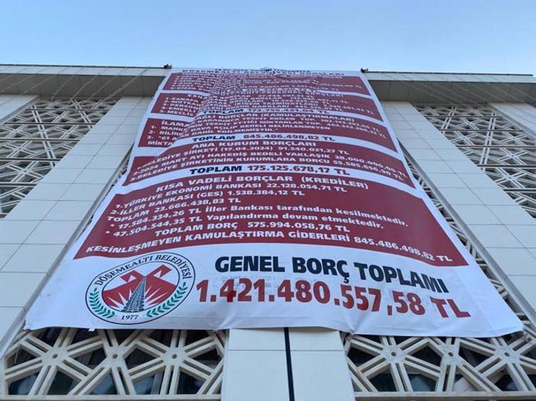 CHP’li belediye, önceki CHP'li yönetimin borçlarını binaya astı! Kalem kalem açıklandı