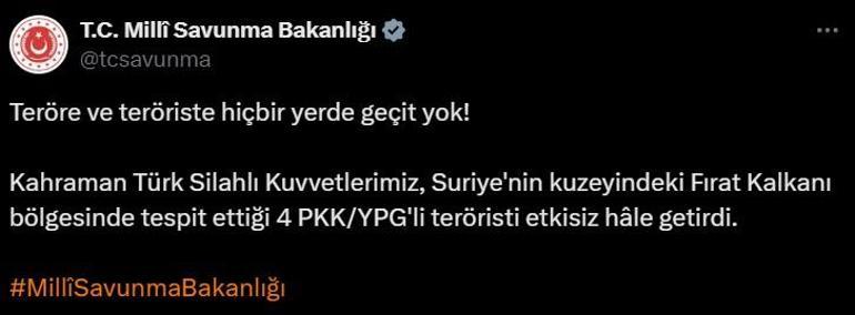 Fırat Kalkanı'nda tespit edilen PKK'lılara operasyon