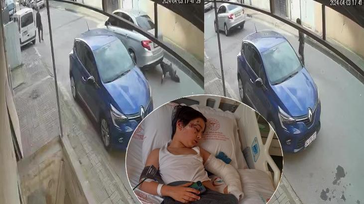 İnanılmaz görüntü: Otomobilin altında kaldı, kazanın şokuyla kalkıp yürümeye devam etti