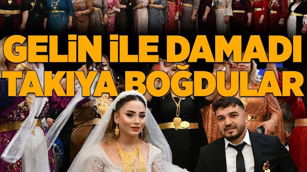 2 gün 2 gece süren düğün! Gelin ile damadı takıya boğdular