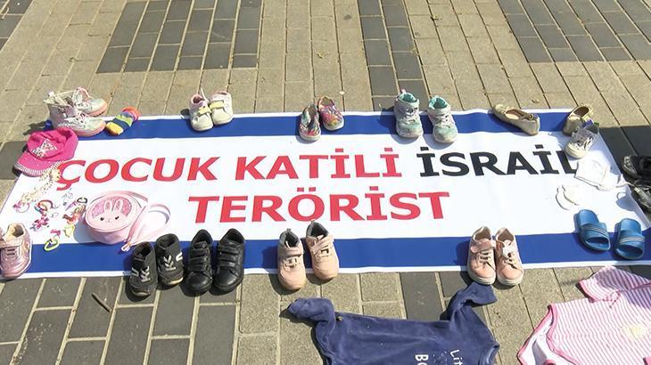 Beykoz’da anneler Filistin’de öldürülen çocuklar için sahile elbise ve oyuncak bıraktı