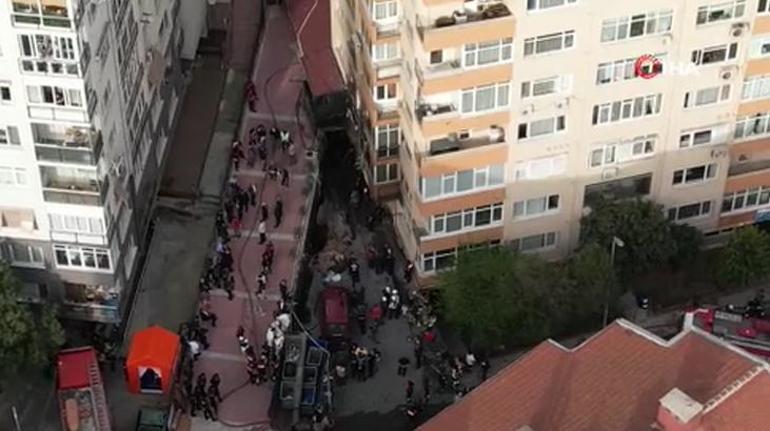 Beşiktaş'taki yangın faciasının yaşandığı o bina havadan görüntülendi