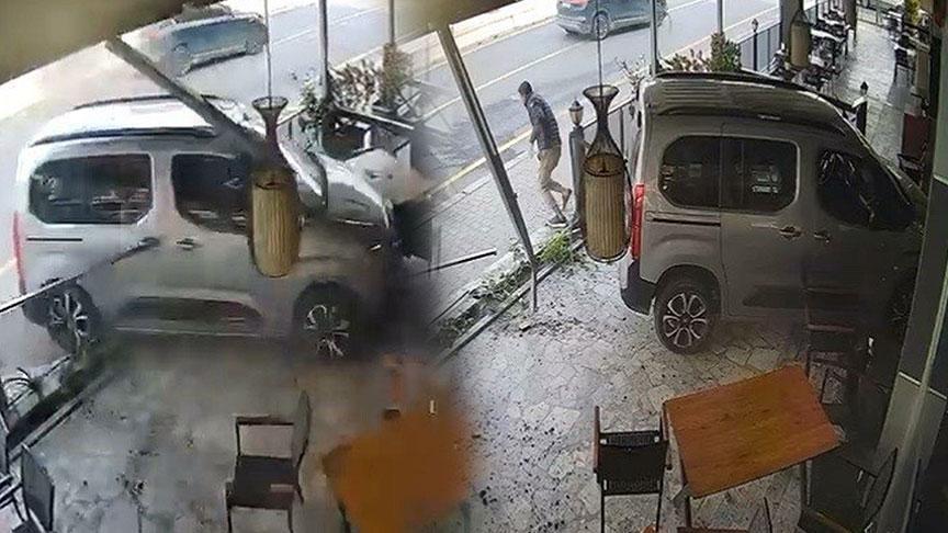 Kars’ta Otomobil Lokantaya Daldı: Sürücü Kaçarken Yakalandı