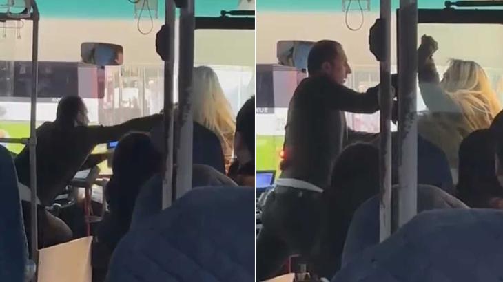 Otobüste Gergin Anlar: Şoför ile Yolcu Birbirine Girdi
