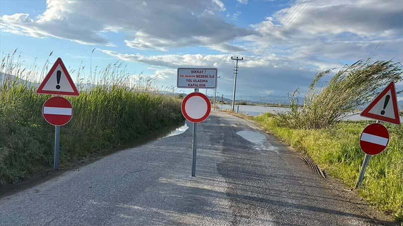 Şiddetli Yağmur Menderes Nehrini Taşırdı: Söke-Germencik Yolu Sular Altında