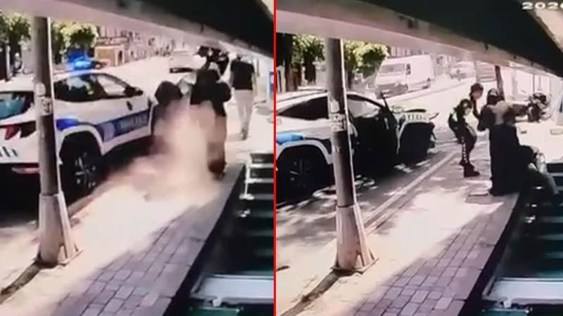 Fatih’te polis aracı motosiklete çarptı: 3 kişi yaralandı
