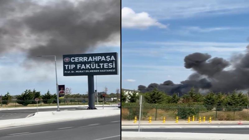 Yeşilköy’de hastane bahçesinde yangın çıktı