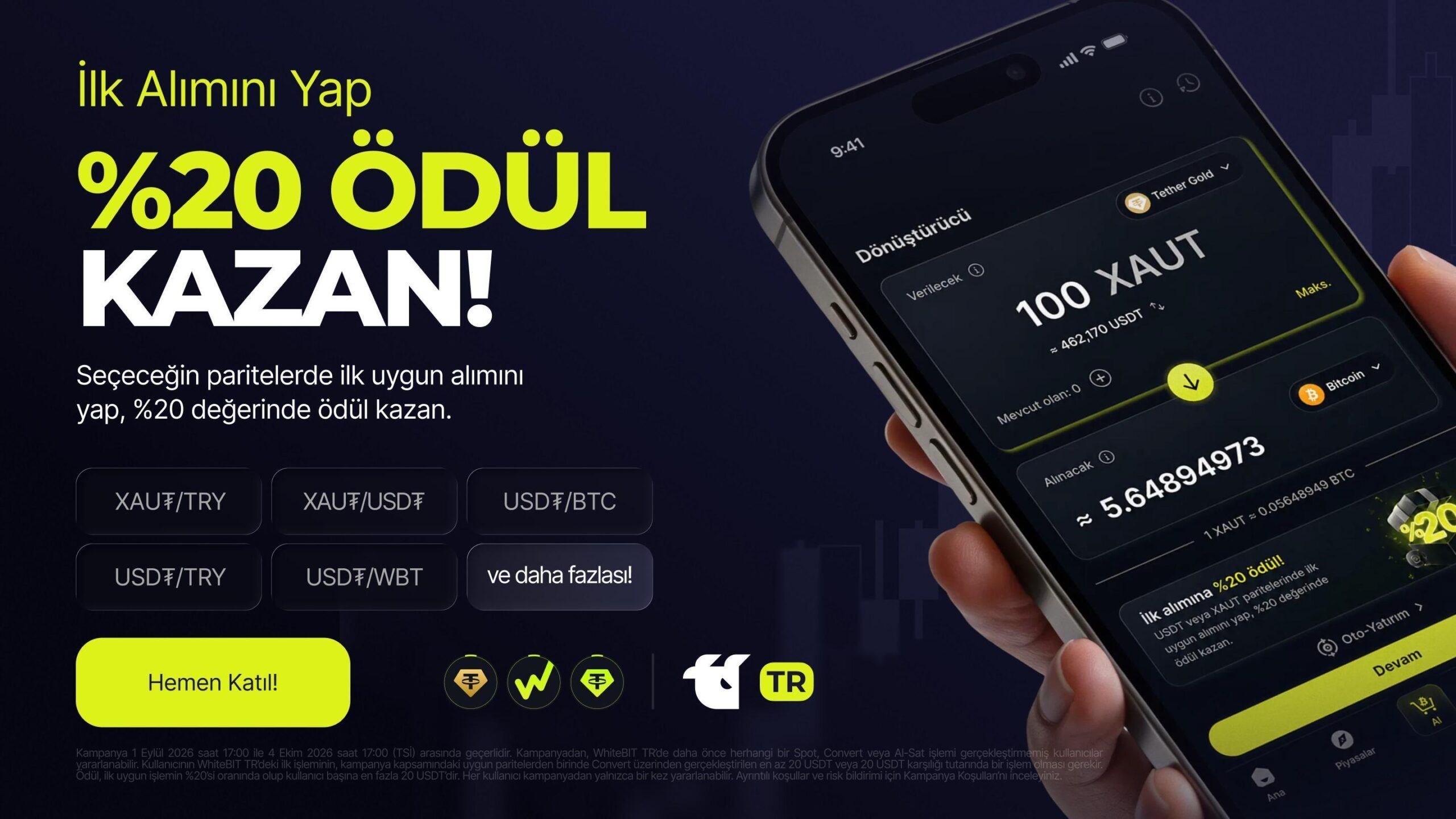 WhiteBIT TR kullanıcılarına ilk işlemde yüzde 20 ödül fırsatı