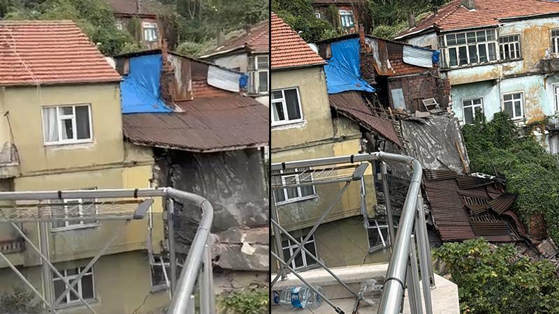 Zonguldak’ta yağışların etkilediği ev tamamen çöktü